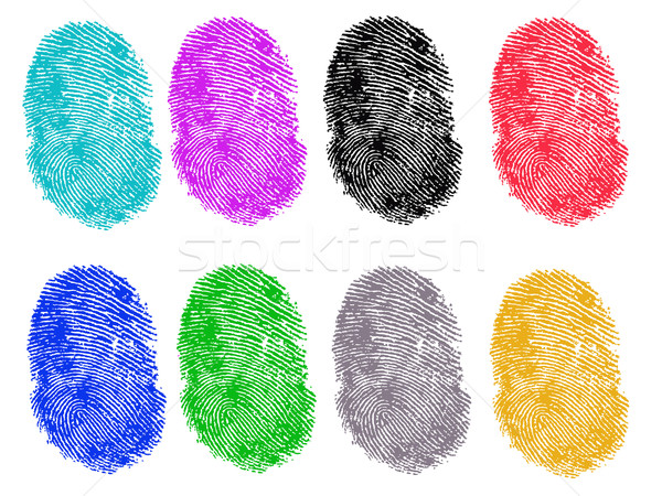 Stock photo: 8 Colored Fingerprints 