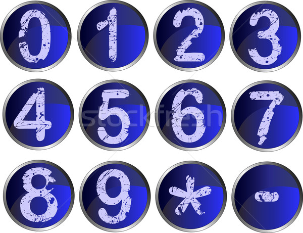 12 blau Zahl Tasten Silber metallic Stock foto © PokerMan