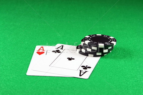 Poker - A Pair of Aces with Poker chips Stock photo © PokerMan
