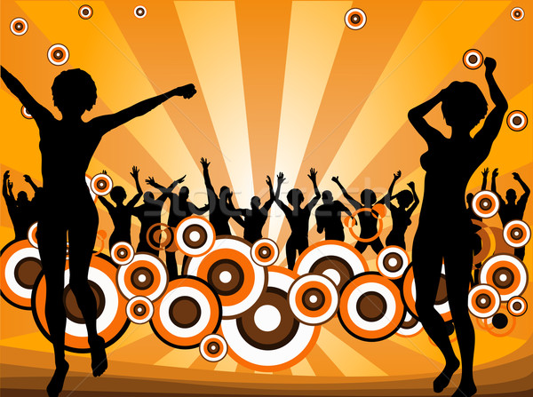 Retro dançarinos laranja círculos homem dançar Foto stock © PokerMan