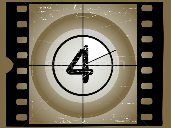 Old Sctratched Film Countdown - At 4 Stock photo © PokerMan