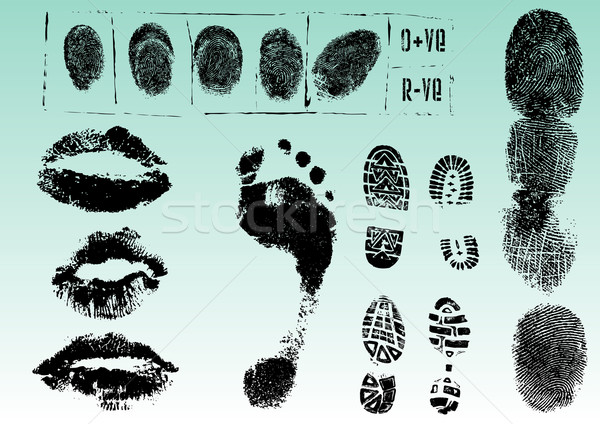Fingerprints footprints and lips 2 Stock photo © PokerMan