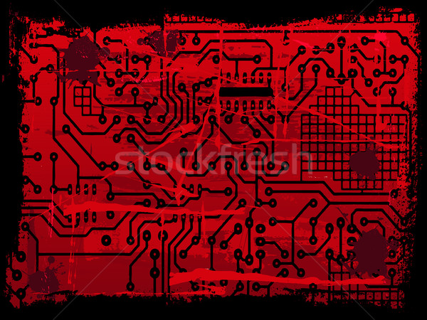 Stockfoto: Grunge · circuit · board · effect · verf · abstract · technologie
