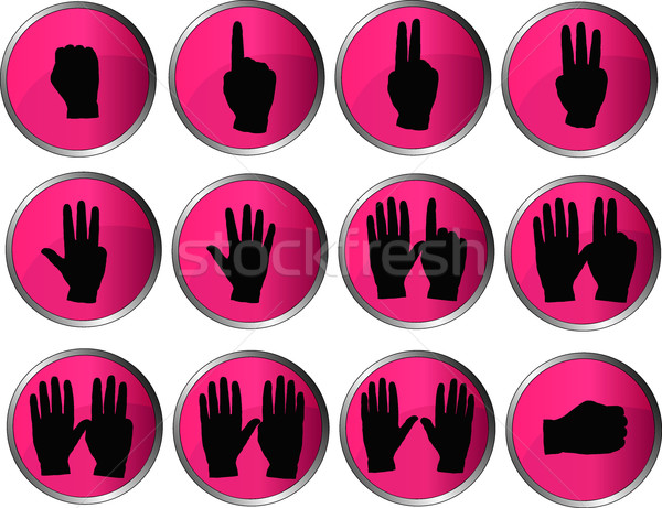 12 粉紅色 手 按鈕 跡象 抽象 商業照片 © PokerMan