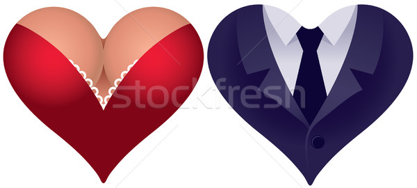 Pár szívek kettő szív formák ikonok Stock fotó © polygraphus