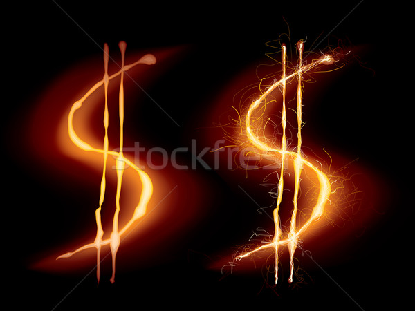 Hot dollarteken twee zwarte eps8 Stockfoto © polygraphus