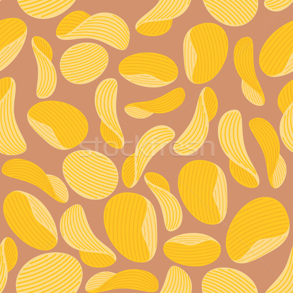 Potato chips background. Seamless pattern corrugated chips. Vect Stock photo © popaukropa