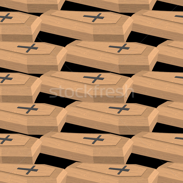 Wooden coffins seamless pattern. Vector background cemetery Stock photo © popaukropa