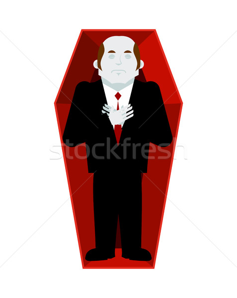Dead man in coffin isolated. corpse in casket on white backgroun Stock photo © popaukropa