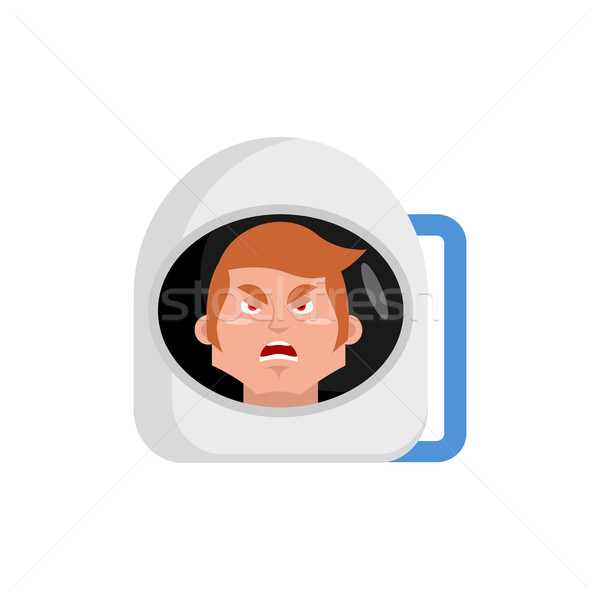 Astronaut angry Emoji. spaceman aggressive emotion isolated Stock photo © popaukropa