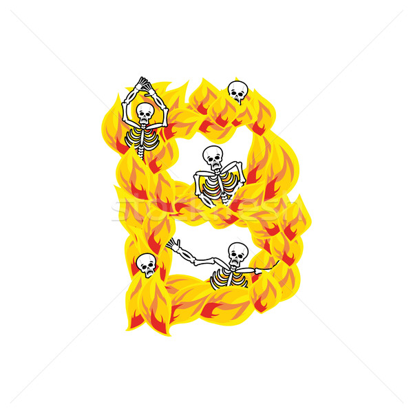 Letter B hellish flames and sinners font. Fiery lettering. Infer Stock photo © popaukropa