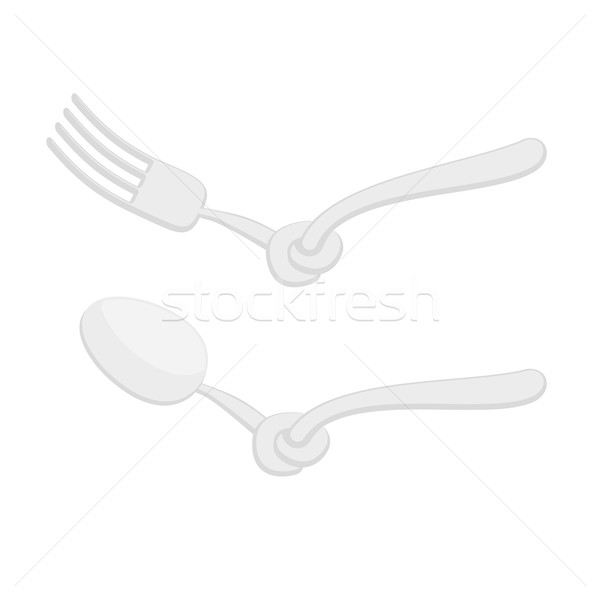 Spoon tied knot. Fork with node. It is impossible to eat. Cutler Stock photo © popaukropa