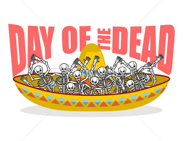 Day of the Dead skeletons and sombrero. Multi-colored skull in M Stock photo © popaukropa