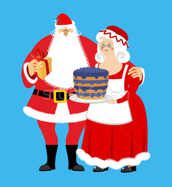 Santa and Mrs. Claus isolated. Christmas family. Woman in red dr Stock photo © popaukropa