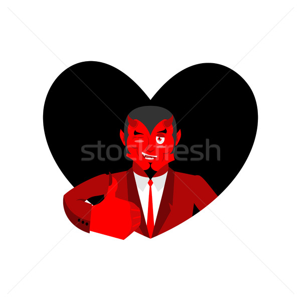 Liefde satan duivel zwarte hart duim Stockfoto © popaukropa