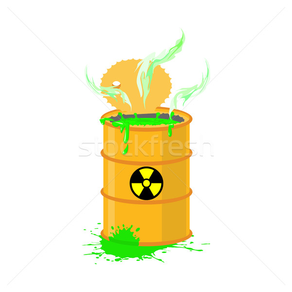 Chemical waste yellow barrel. Toxic refuse keg. Poisonous liquid Stock photo © popaukropa