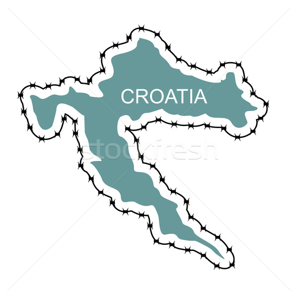 Kaart Kroatië land grens prikkeldraad europese Stockfoto © popaukropa
