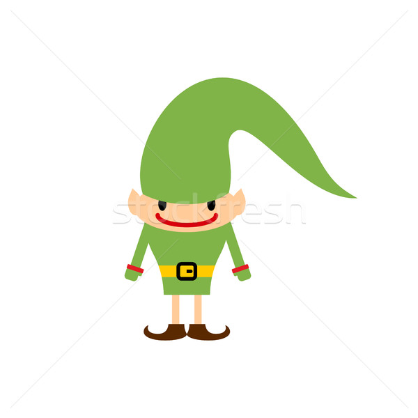 Christmas elf isolated. Santa Claus helper. Leprechaun in green  Stock photo © popaukropa