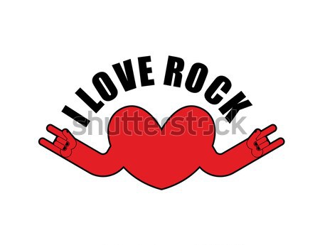 Foto d'archivio: Cuore · rock · logo · rotolare · mano · musicale