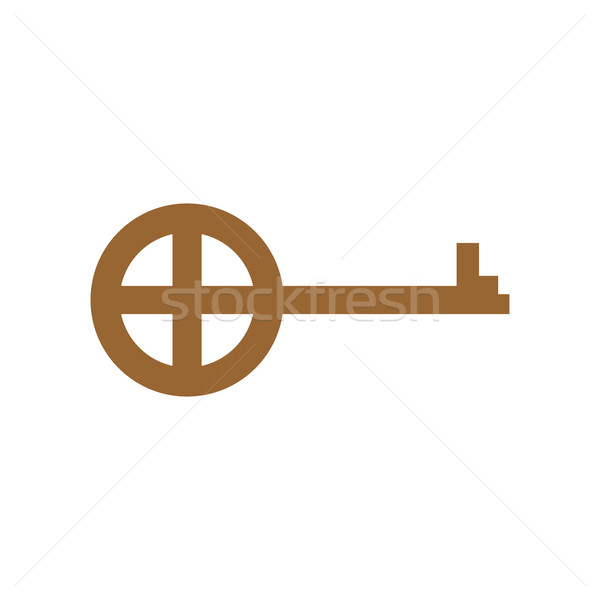 Old key isolated. Ancient door clef on white background. antique Stock photo © popaukropa
