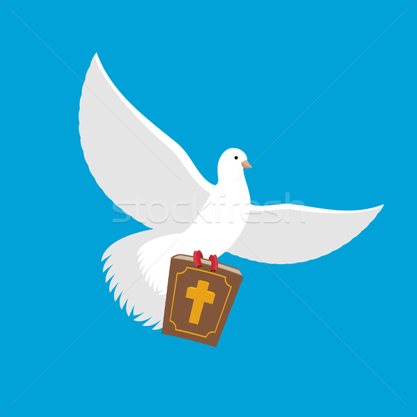 Stock photo: White dove and Bible. pigeon and holy book. Religion illustratio