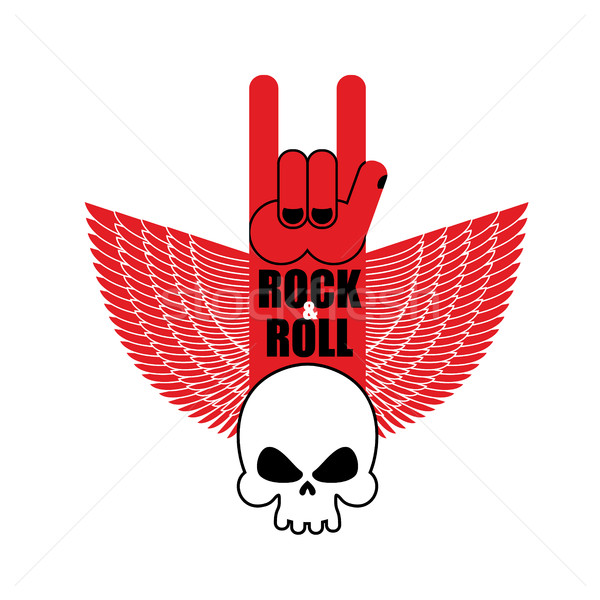 Stock photo: Rock and roll hand sign and wings with  skull. Symbol for lovers