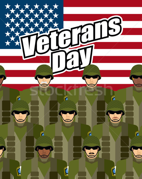 Veterans Day. United States military against backdrop of America Stock photo © popaukropa