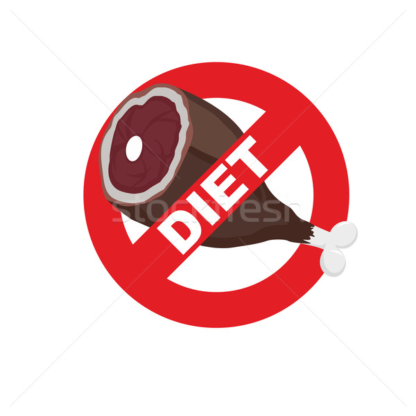 Diet sign logo. Meat forbidden sign. Cross out  ham. Stop food.  Stock photo © popaukropa