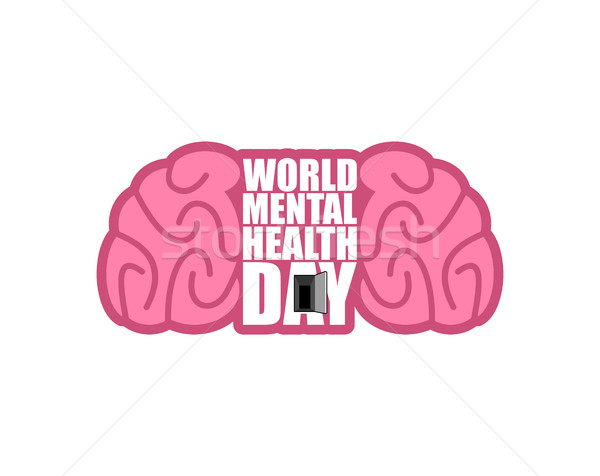 World Mental Health Day emblem. Symbol of human Brain. Grunge st Stock photo © popaukropa