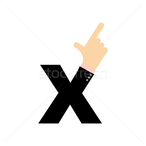 X letter hand. Forefinger lettering. Hand of business suit Stock photo © popaukropa