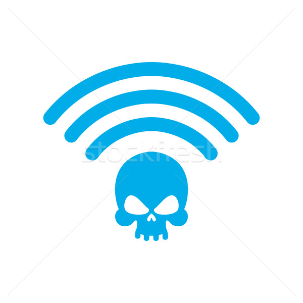Wi-fi death. WiFi mortal. Wireless connection skull. Passing doo Stock photo © popaukropa