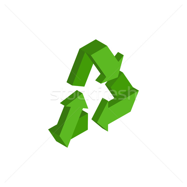 Recycling sign. Green recast symbol. Running emblem isolated Stock photo © popaukropa