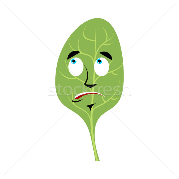 Spinach Surprised Emoji. Green leaves astonished emotion isolate Stock photo © popaukropa