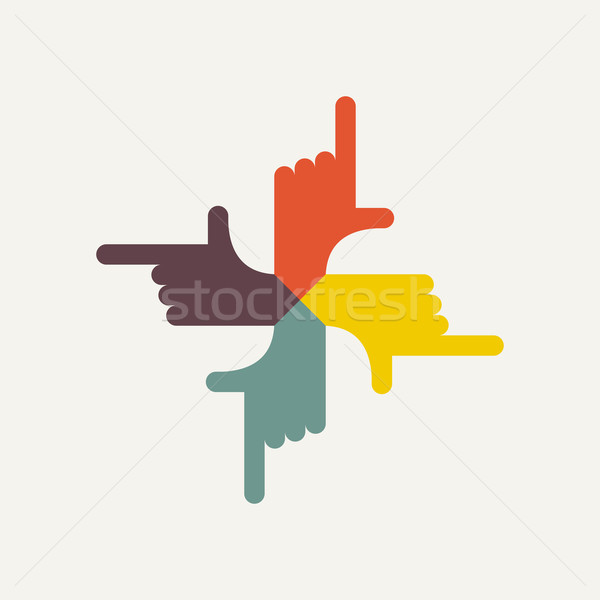 hand shows on four sides. Vector logo. Design template Stock photo © popaukropa