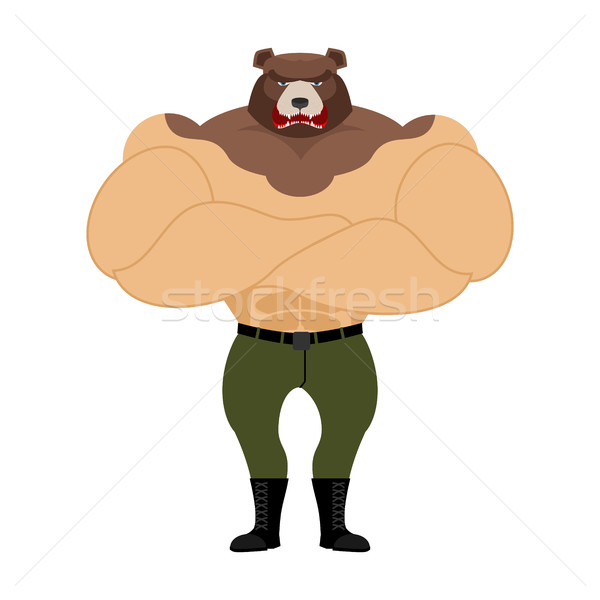 Man Bear. Strong powerful wild evil animal with big muscles. Bod Stock photo © popaukropa