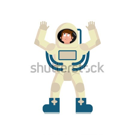 Astronauta szczęśliwy kosmonauta wesoły emocji odizolowany Zdjęcia stock © popaukropa