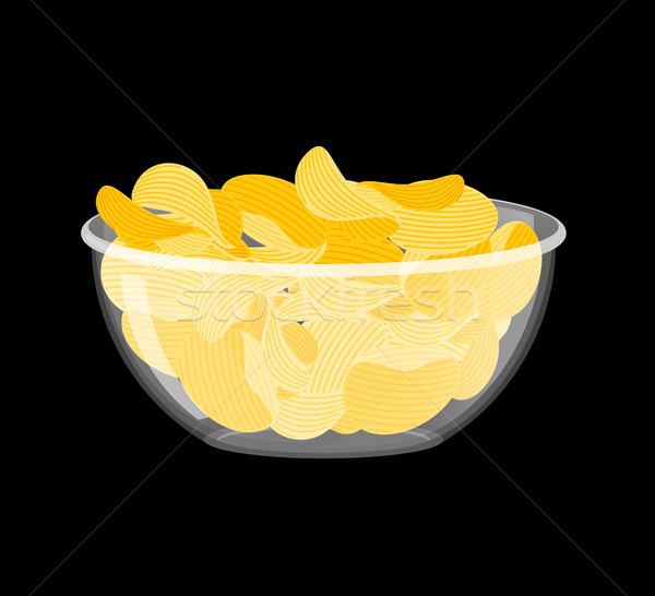 Foto stock: Batatas · fritas · tigela · frito · batatas · profundo · transparente