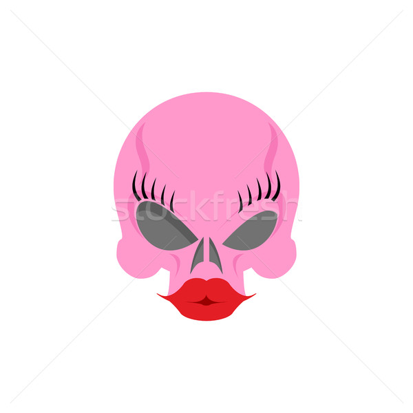 Pink Women skull blondes with big red silicone lips and eye make Stock photo © popaukropa