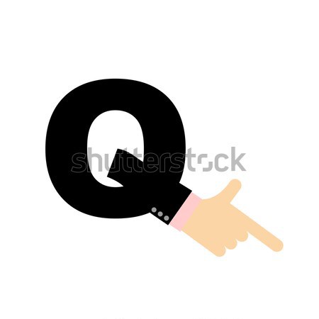 Q letter hand. Forefinger lettering. Hand of business suit Stock photo © popaukropa