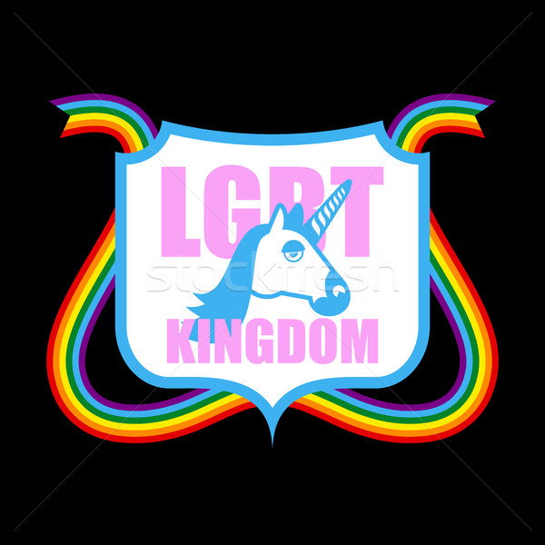 LGBT Kingdom of Emblem Shield sign. Unicorn and rainbow. Symbol  Stock photo © popaukropa