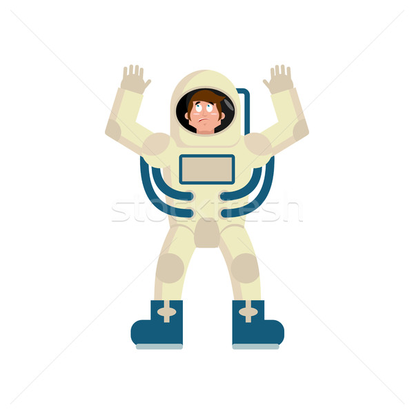 Astronauta zdziwiony kosmonauta emocji odizolowany twarz Zdjęcia stock © popaukropa