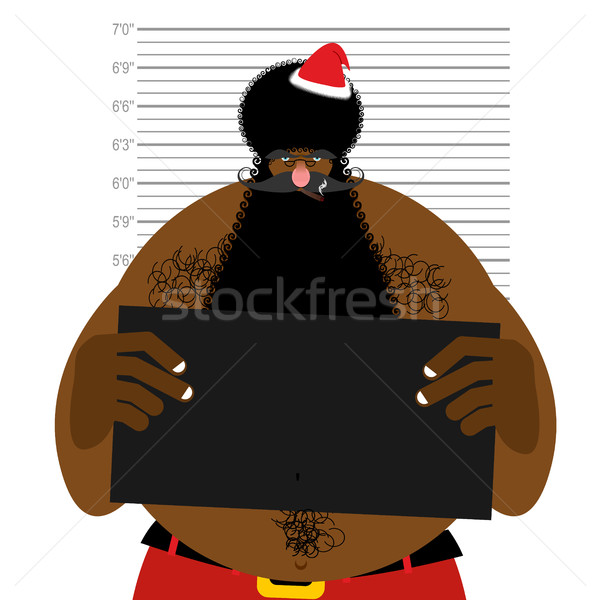 African American Santa at police station. Mugshot Black Santa ga Stock photo © popaukropa