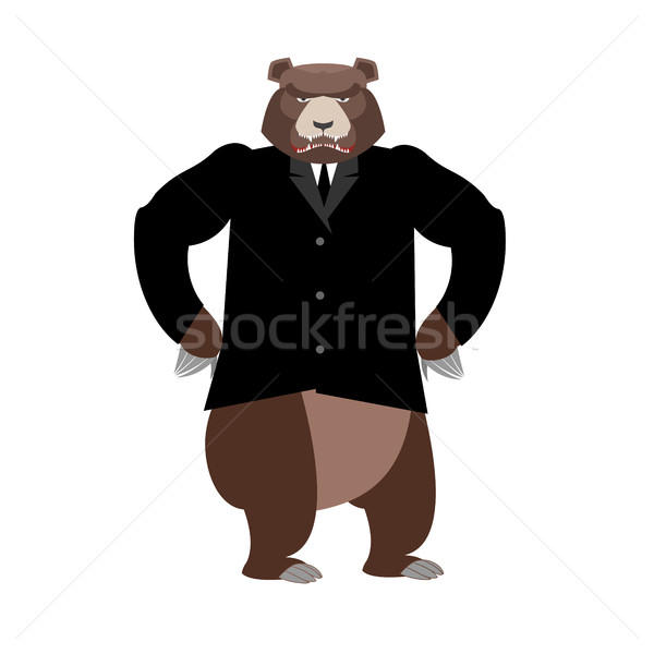 Medve főnök grizzly üzletember üzlet öltöny Stock fotó © popaukropa