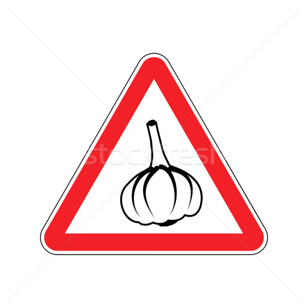 Attention garlic in red triangle. Road sign attention pungent sm Stock photo © popaukropa