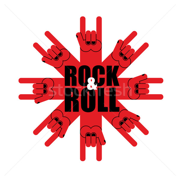 Rock rollen logo Sterne Handzeichen Vorlage Stock foto © popaukropa