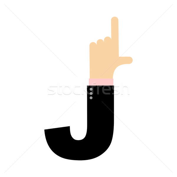 J letter hand. Forefinger lettering. Hand of business suit Stock photo © popaukropa