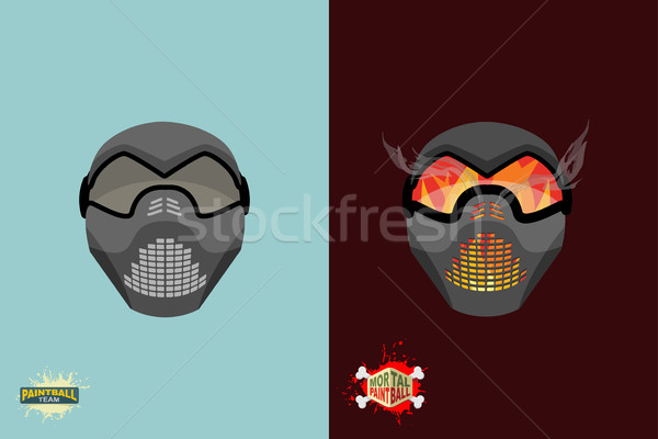 Set Paintball Maske Zeichen Gruppe Schädel Stock foto © popaukropa