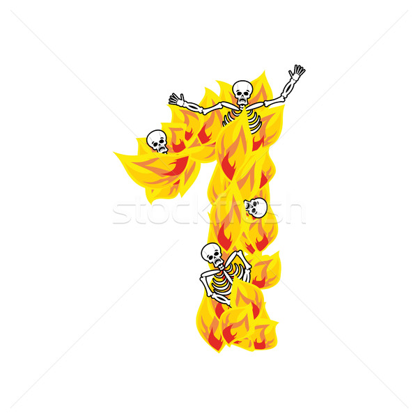 числа пламя шрифт огненный один огня Сток-фото © popaukropa