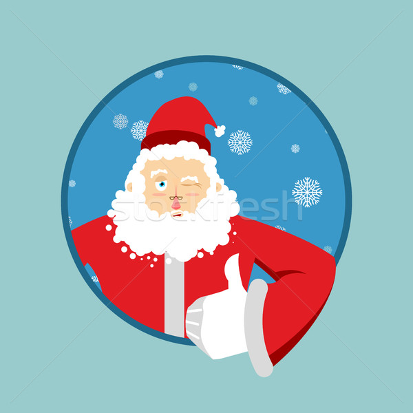 Santa Claus thumbs up well and winks. Sign all right. Merry Chri Stock photo © popaukropa