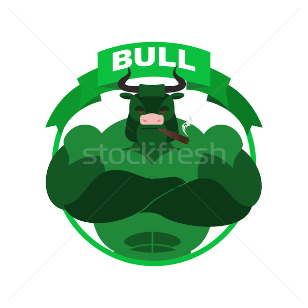 Green Bull Up Arrow. Exchange Trader illustration. Business conc Stock photo © popaukropa